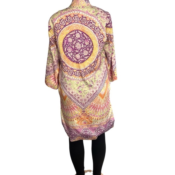 3/$30 🍂 Chico's Pink Lilac Mosaic Medallion Open Front Kimono - Picture 7 of 11